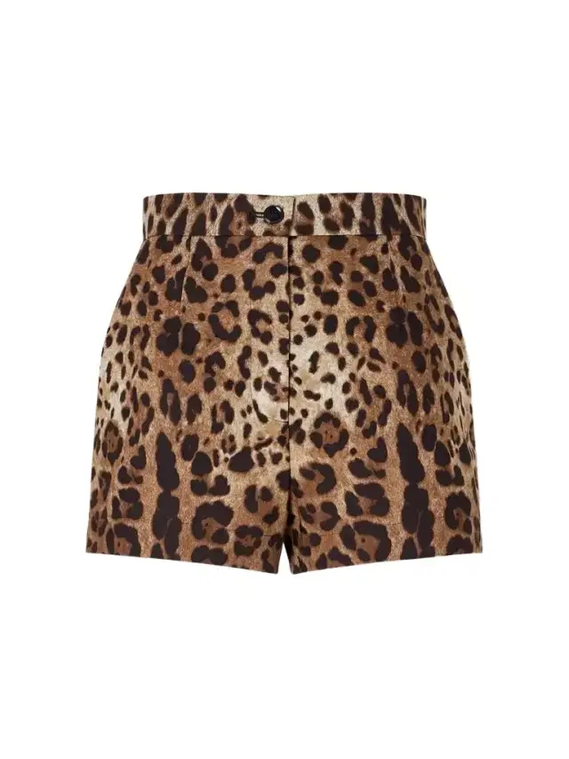 Dolce & Gabbana Leopard-print High-rise Cotton Shorts