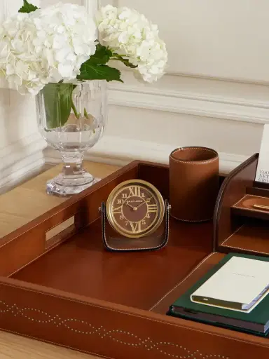 Ralph Lauren Home + Chelsea Clock Brennan Gold-tone And Leather Clock | Thumbnail 2 Ralph Lauren Home + Chelsea Clock Brennan Gold-tone And Leather Clock | Thumbnail 2
