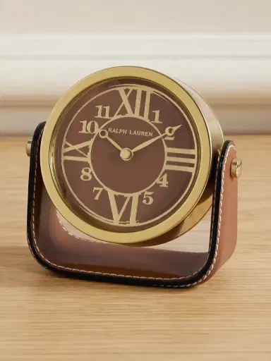 Ralph Lauren Home + Chelsea Clock Brennan Gold-tone And Leather Clock | Thumbnail 1 Ralph Lauren Home + Chelsea Clock Brennan Gold-tone And Leather Clock | Thumbnail 1