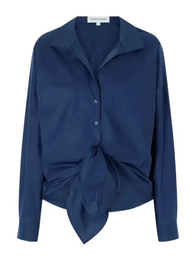 ANDRES OTALORA Dalila Knotted Cotton-poplin Blouse