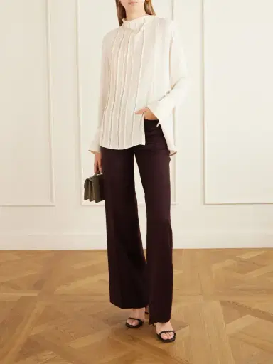Victoria Beckham Pleated Georgette Blouse | Thumbnail 2 Victoria Beckham Pleated Georgette Blouse | Thumbnail 2
