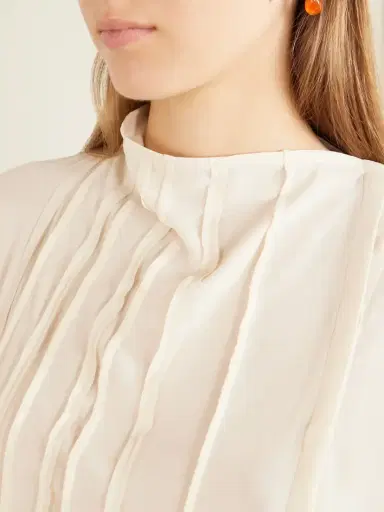 Victoria Beckham Pleated Georgette Blouse | Thumbnail 4 Victoria Beckham Pleated Georgette Blouse | Thumbnail 4