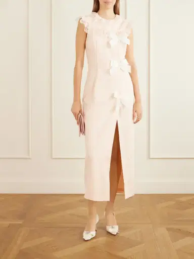 Alessandra Rich Lace-trimmed Bow-detail Printed Silk-jacquard Midi Dress | Thumbnail 2