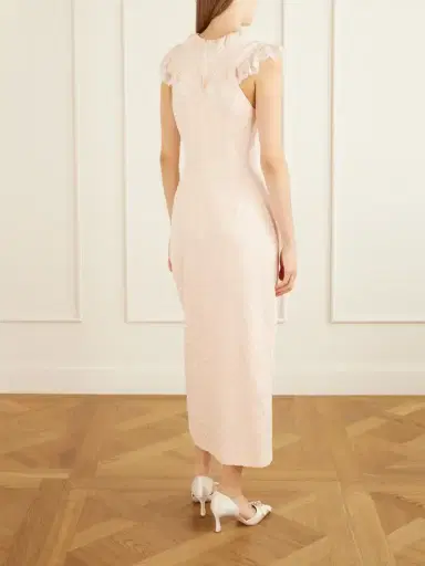 Alessandra Rich Lace-trimmed Bow-detail Printed Silk-jacquard Midi Dress | Thumbnail 3