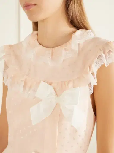 Alessandra Rich Lace-trimmed Bow-detail Printed Silk-jacquard Midi Dress | Thumbnail 4