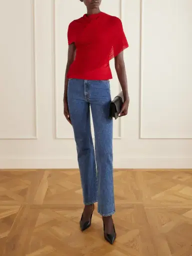 Balmain Draped Ribbed Jersey Blouse | Thumbnail 2 Balmain Draped Ribbed Jersey Blouse | Thumbnail 2