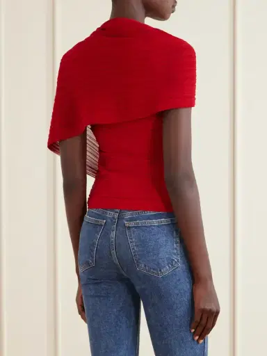 Balmain Draped Ribbed Jersey Blouse | Thumbnail 3 Balmain Draped Ribbed Jersey Blouse | Thumbnail 3