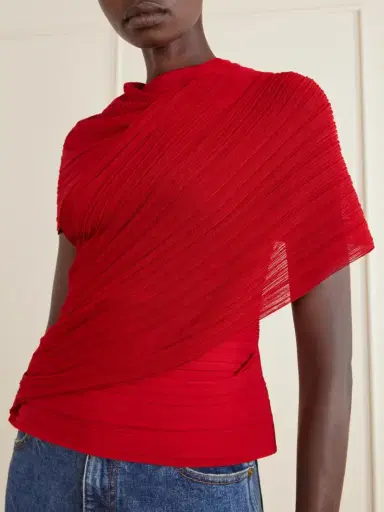 Balmain Draped Ribbed Jersey Blouse | Thumbnail 4 Balmain Draped Ribbed Jersey Blouse | Thumbnail 4