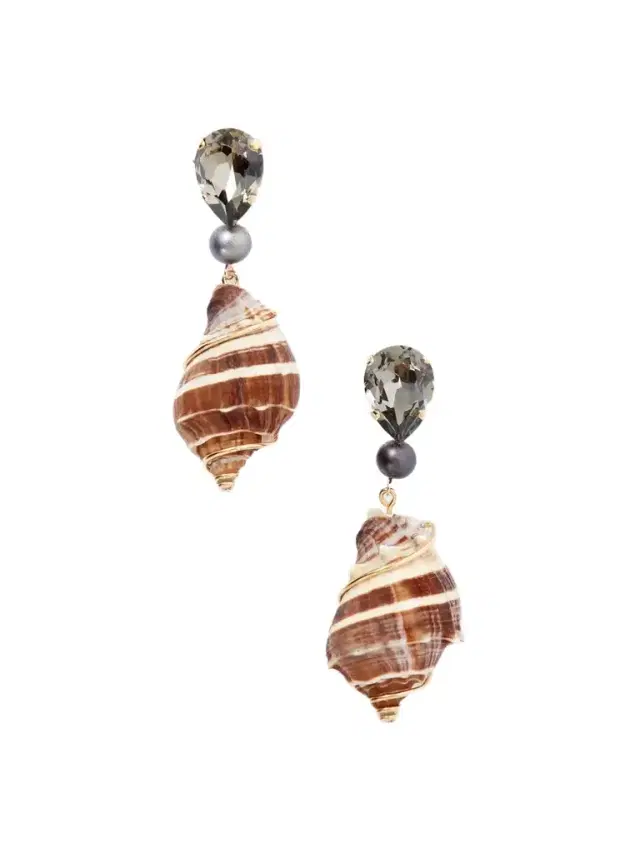 Jennifer Behr Alon Gold-tone Crystal-embellished Seashell Earrings