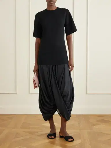 TOTEME Cocoon Draped Paneled Voile Midi Dress | Thumbnail 2
