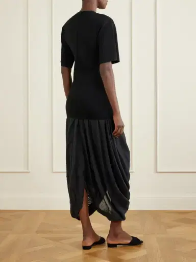 TOTEME Cocoon Draped Paneled Voile Midi Dress | Thumbnail 3