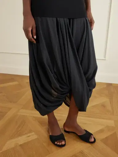 TOTEME Cocoon Draped Paneled Voile Midi Dress | Thumbnail 4