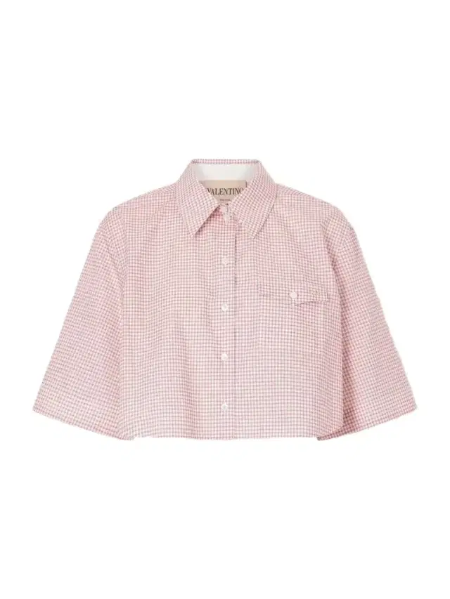 Valentino Garavani Vlogo-embellished Cropped Checked Cotton Shirt