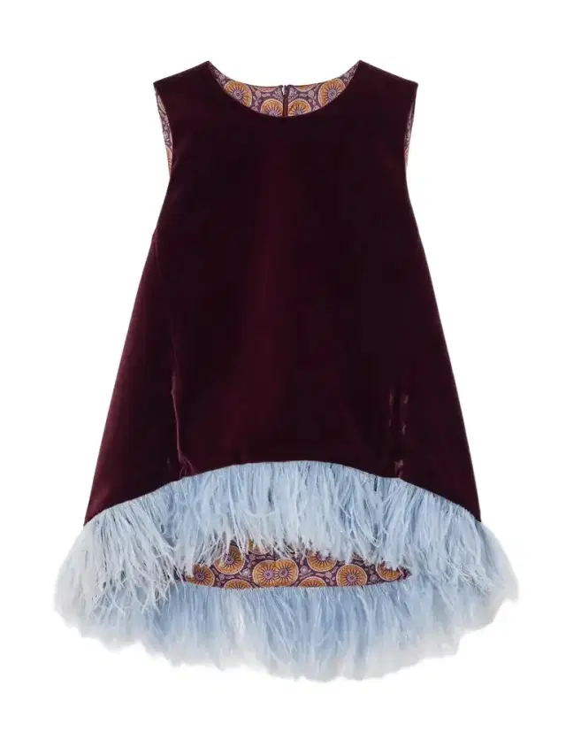 La DoubleJ Icon La Scala Feather-trimmed Cotton-velvet Top