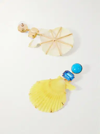 Jennifer Behr Safira Gold-tone Turquoise And Crystal-embellished Seashell Earrings | Thumbnail 3