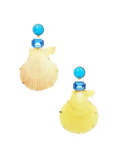 Jennifer Behr Safira Gold-tone Turquoise And Crystal-embellished Seashell Earrings | Thumbnail 1