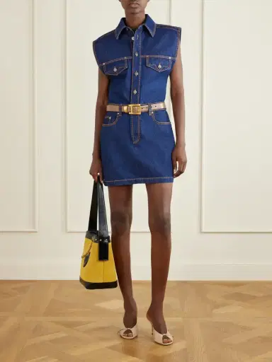 Versace Paneled Denim Mini Dress | Thumbnail 2 Versace Paneled Denim Mini Dress | Thumbnail 2