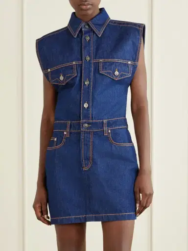 Versace Paneled Denim Mini Dress | Thumbnail 3 Versace Paneled Denim Mini Dress | Thumbnail 3