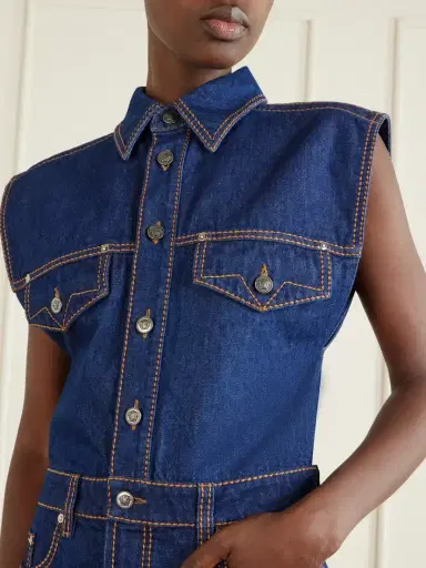 Versace Paneled Denim Mini Dress | Thumbnail 5 Versace Paneled Denim Mini Dress | Thumbnail 5