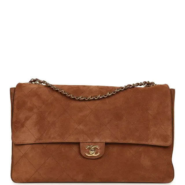 Chanel Chanel Maxi "Souplissimo" Large Flap Bag Camel Suede Gold Hardware
