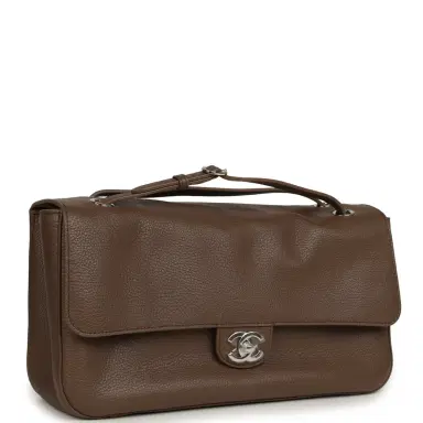 Chanel Chanel Maxi "Souplissimo" Small Flap Bag Brown Grained Calfskin Silver Hardware | Thumbnail 2