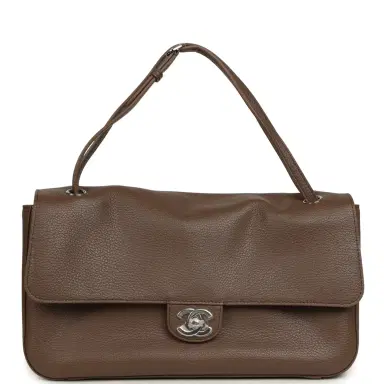 Chanel Chanel Maxi "Souplissimo" Small Flap Bag Brown Grained Calfskin Silver Hardware | Thumbnail 7