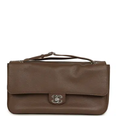 Chanel Chanel Maxi "Souplissimo" Small Flap Bag Brown Grained Calfskin Silver Hardware | Thumbnail 1