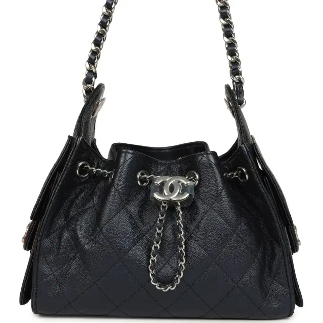 Chanel Mini 25 Hobo Bag Dark Blue Metallic Caviar Silver Hardware Chanel Mini 25 Hobo Bag Dark Blue Metallic Caviar Silver Hardware