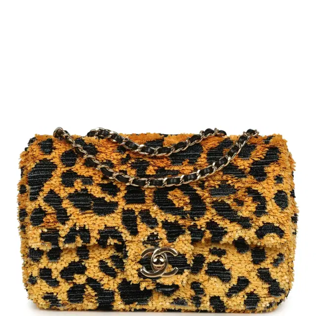 Chanel Chanel Mini Cheetah Print Flap Bag Orange, Black Sequin Gold Hardware