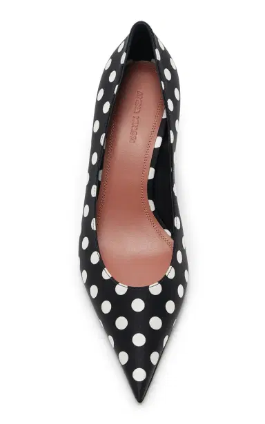 Amina Muaddi Barbara Polka-Dot Satin Pumps | Thumbnail 3