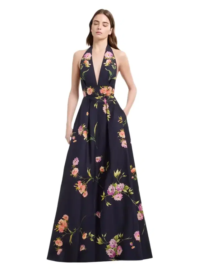 Elie Saab Printed Cotton Long Dress