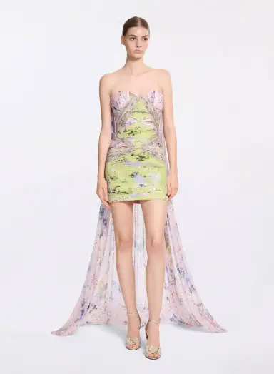 Elie Saab Garden Print Short Dress | Thumbnail 3