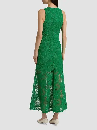 Lela Rose Women's Lattice Guipure Lace Midi-Dress - Fern - Size 16 | Thumbnail 5