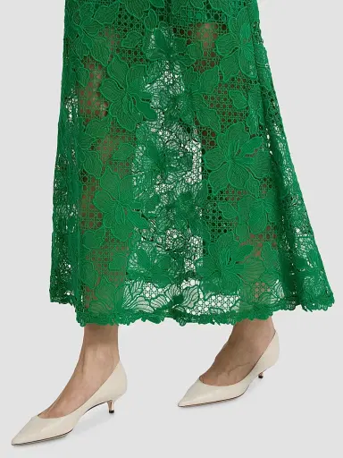 Lela Rose Women's Lattice Guipure Lace Midi-Dress - Fern - Size 16 | Thumbnail 6