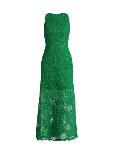 Lela Rose Women's Lattice Guipure Lace Midi-Dress - Fern - Size 16 | Thumbnail 1