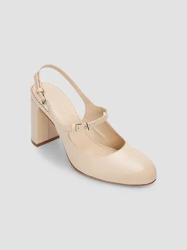 Cinq à Sept Women's Lola 80MM Patent Leather Slingback Pumps - Tan | Thumbnail 2