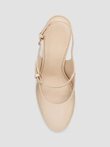 Cinq à Sept Women's Lola 80MM Patent Leather Slingback Pumps - Tan | Thumbnail 4