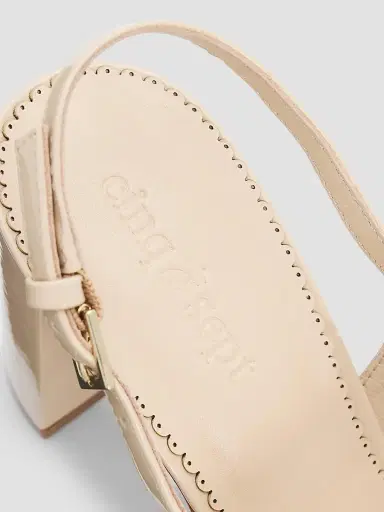 Cinq à Sept Women's Lola 80MM Patent Leather Slingback Pumps - Tan | Thumbnail 5
