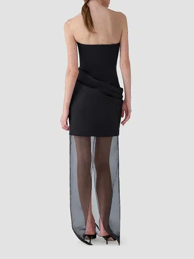 Carolina Herrera Women's Rose Silk Sheer Hem Gown - Black | Thumbnail 4