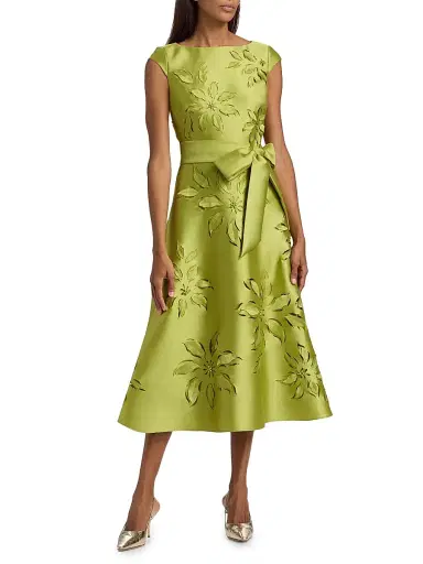 BADGLEY MISCHKA Women's Lasercut Floral Tie Waist Midi-Dress | Thumbnail 3 BADGLEY MISCHKA Women's Lasercut Floral Tie Waist Midi-Dress | Thumbnail 3