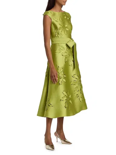 BADGLEY MISCHKA Women's Lasercut Floral Tie Waist Midi-Dress | Thumbnail 4 BADGLEY MISCHKA Women's Lasercut Floral Tie Waist Midi-Dress | Thumbnail 4