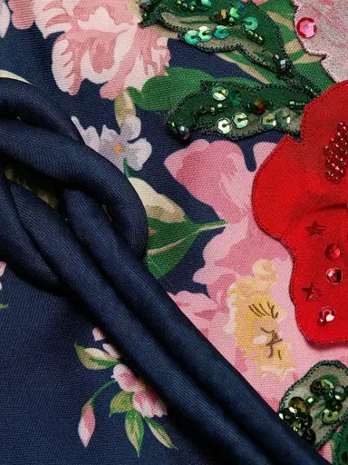 BADGLEY MISCHKA Women's Floral Embellished Strapless Cocktail Dress - Navy - Size 16 | Thumbnail 7