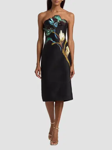 BADGLEY MISCHKA Women's Floral Placement Strapless Midi-Dress | Thumbnail 2