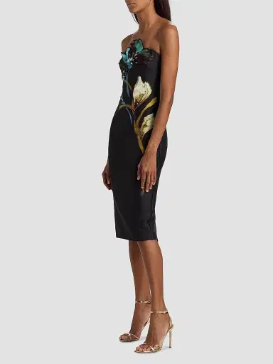 BADGLEY MISCHKA Women's Floral Placement Strapless Midi-Dress | Thumbnail 4