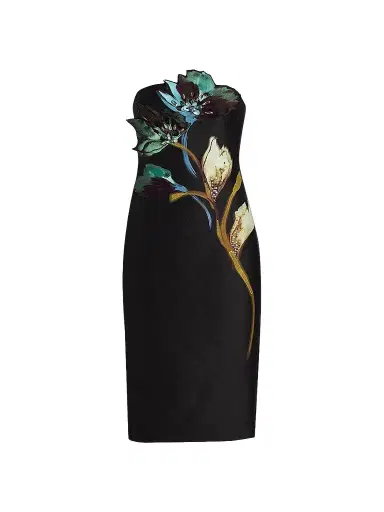 BADGLEY MISCHKA Women's Floral Placement Strapless Midi-Dress | Thumbnail 1