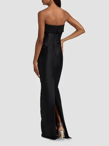 BADGLEY MISCHKA Women's Floral-Embroidered Stretch Mikado Column Gown - Black White - Size 4 | Thumbnail 5 BADGLEY MISCHKA Women's Floral-Embroidered Stretch Mikado Column Gown - Black White - Size 4 | Thumbnail 5
