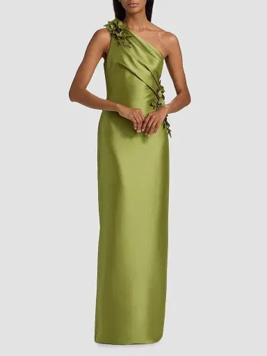 BADGLEY MISCHKA Women's Floral Appliqué One-Shoulder Gown | Thumbnail 2 BADGLEY MISCHKA Women's Floral Appliqué One-Shoulder Gown | Thumbnail 2