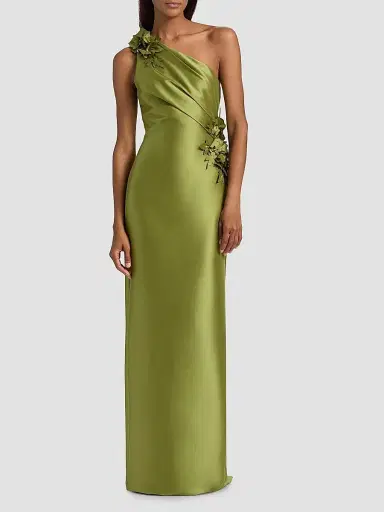 BADGLEY MISCHKA Women's Floral Appliqué One-Shoulder Gown | Thumbnail 3 BADGLEY MISCHKA Women's Floral Appliqué One-Shoulder Gown | Thumbnail 3