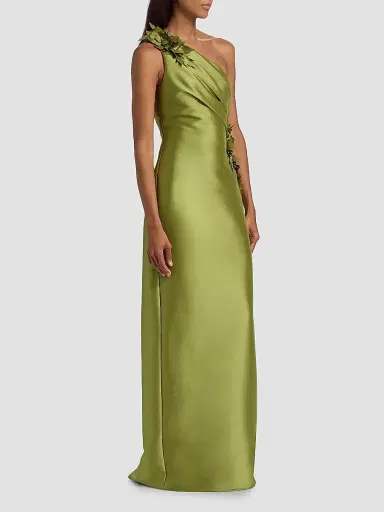 BADGLEY MISCHKA Women's Floral Appliqué One-Shoulder Gown | Thumbnail 4 BADGLEY MISCHKA Women's Floral Appliqué One-Shoulder Gown | Thumbnail 4