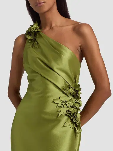 BADGLEY MISCHKA Women's Floral Appliqué One-Shoulder Gown | Thumbnail 6 BADGLEY MISCHKA Women's Floral Appliqué One-Shoulder Gown | Thumbnail 6
